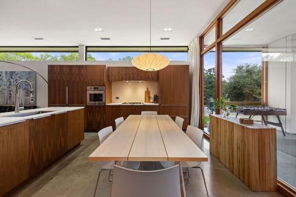 Dining room, Interior, Kitchen, Pendant Lights, Recessed Lighting, Stainless Steel Appliances