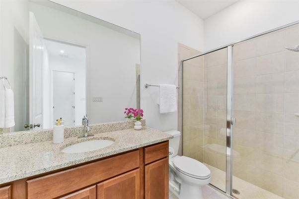 Bathroom, Glass Shower, Interior, Recessed Lighting