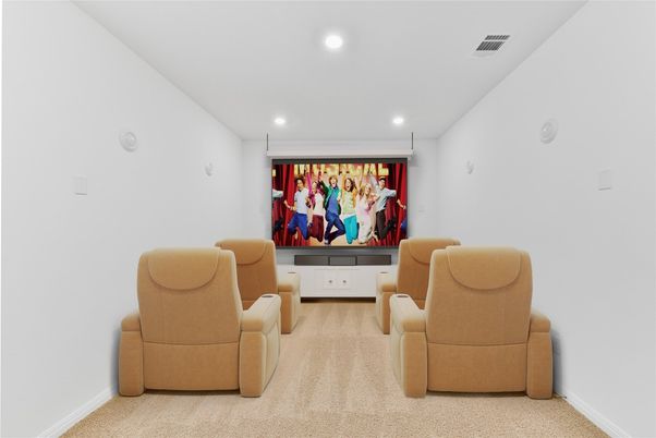 Interior, Projection Screen, Recessed Lighting, Theatre Room