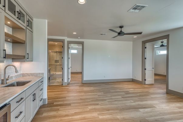 Interior, Kitchen, Recessed Lighting, Wood Texture Flooring