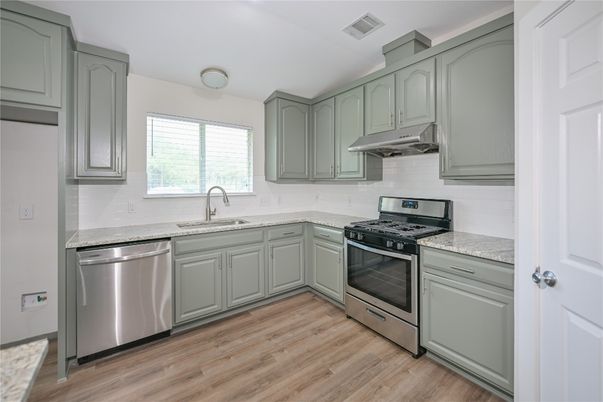 Interior, Kitchen, Stainless Steel Appliances, Wood Texture Flooring