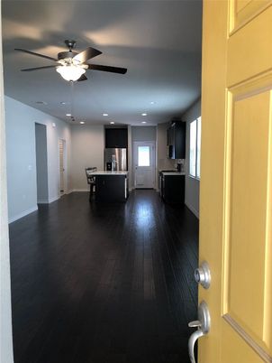 Dining room, Interior, Kitchen, Recessed Lighting, Stainless Steel Appliances, Wood Texture Flooring