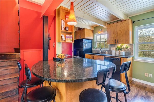 Interior, Kitchen, Pendant Lights, Wood Texture Flooring