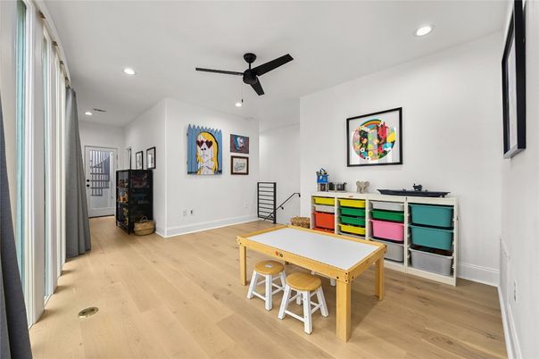 Game Room, Interior, Recessed Lighting, Wood Texture Flooring