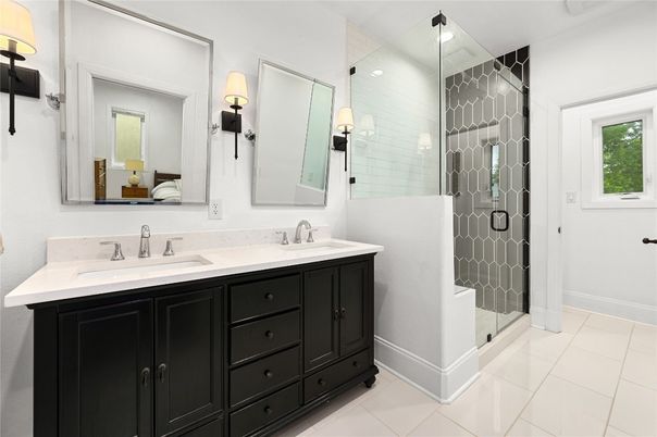 Bathroom, Dual Sink Vanities, Glass Shower, Interior