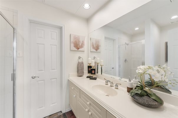 Bathroom, Dual Sink Vanities, Glass Shower, Interior, Recessed Lighting