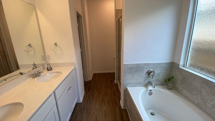 Bathroom, Dual Sink Vanities, Interior, Wood Texture Flooring
