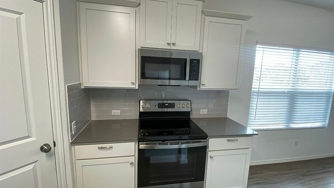 Interior, Kitchen, Stainless Steel Appliances, Wood Texture Flooring