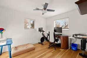 Fitness Equipment, Home Office, Interior, Wood Texture Flooring