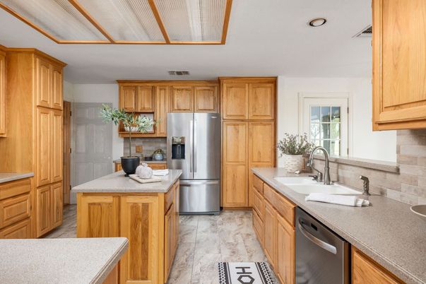 Interior, Kitchen, Marble, Recessed Lighting, Stainless Steel Appliances