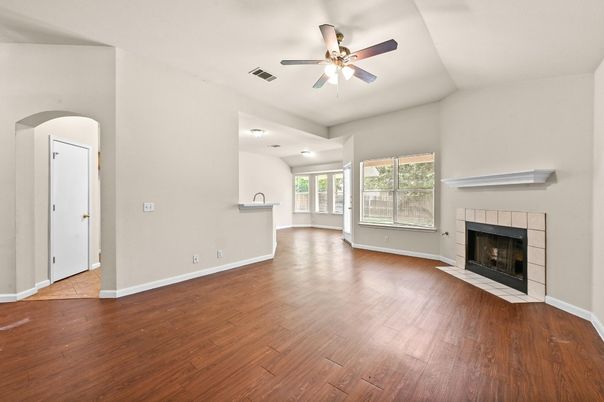 Empty room, Fireplace, Interior, Wood Texture Flooring
