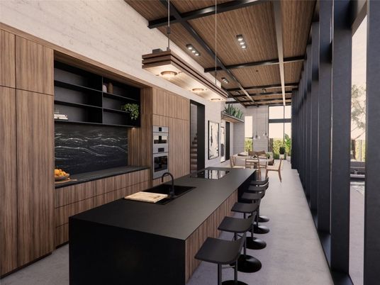 Interior, Kitchen, Pendant Lights, Recessed Lighting, Wooden Beams, Wooden Ceilings