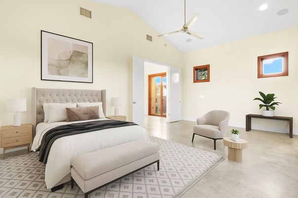 Bedroom, Interior, Pendant Lights, Recessed Lighting