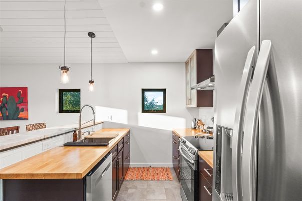 Interior, Kitchen, Pendant Lights, Recessed Lighting, Stainless Steel Appliances