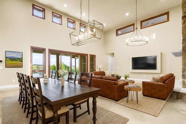 Dining room, Interior, Living room, Pendant Lights, Recessed Lighting