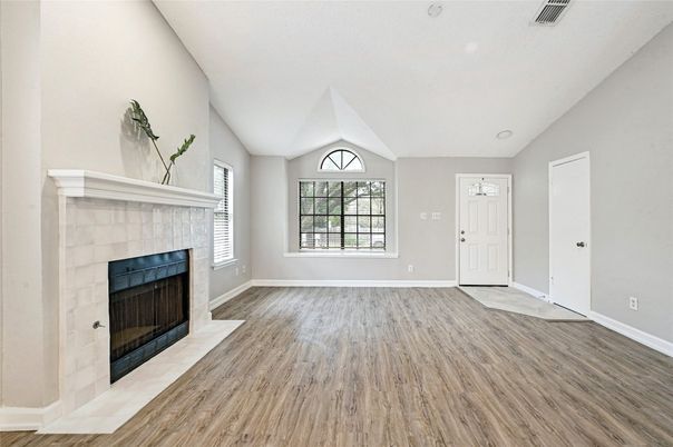 Empty room, Fireplace, Interior, Wood Texture Flooring
