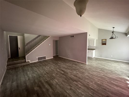Empty room, Interior, Pendant Lights, Wood Texture Flooring