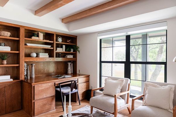 Home Office, Interior, Wooden Beams, Wood Texture Flooring