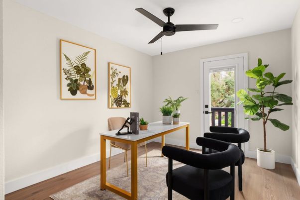 Home Office, Interior, Recessed Lighting, Wood Texture Flooring