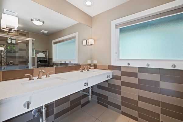 Bathroom, Dual Sink Vanities, Glass Shower, Interior, Recessed Lighting