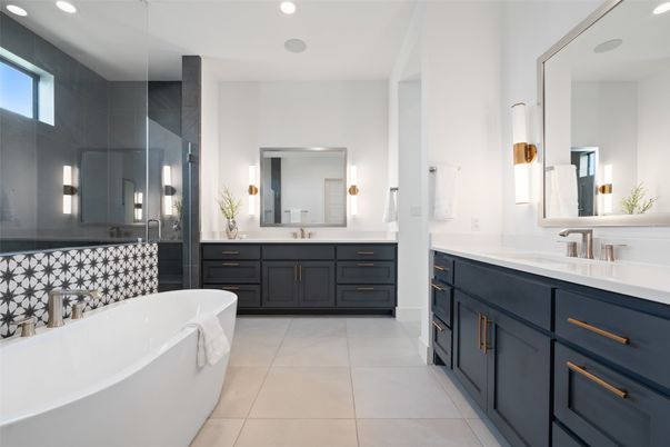 Bathroom, Dual Sink Vanities, Free Standing Baths, Interior, Recessed Lighting