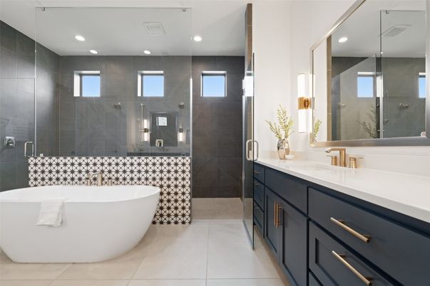 Bathroom, Dual Sink Vanities, Free Standing Baths, Glass Shower, Interior, Recessed Lighting