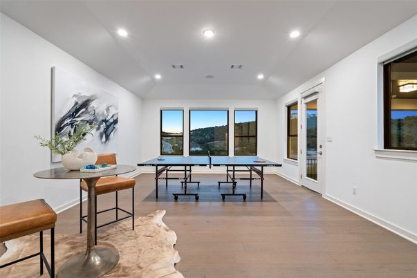 Game Room, Interior, Recessed Lighting, Wood Texture Flooring