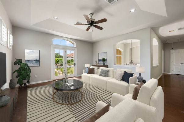 Interior, Living room, Recessed Lighting, Wood Texture Flooring