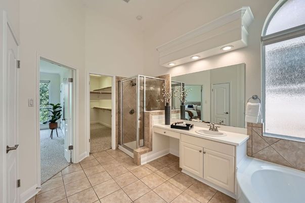 Bathroom, Dual Sink Vanities, Glass Shower, Interior, Recessed Lighting