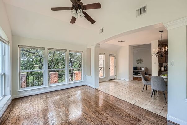 Chandelier, Dining room, Interior, Wood Texture Flooring