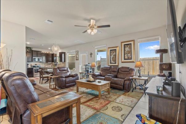 Chandelier, Dining room, Interior, Kitchen, Living room, Recessed Lighting, Stainless Steel Appliances
