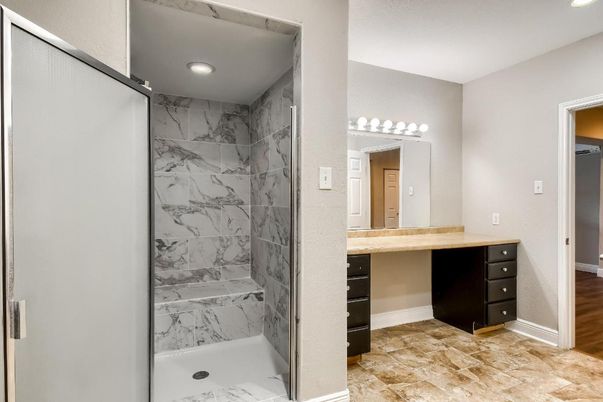 Bathroom, Interior, Marble Walls, Recessed Lighting