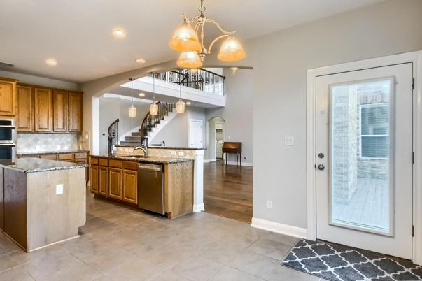 Interior, Kitchen, Pendant Lights, Recessed Lighting, Wood Texture Flooring