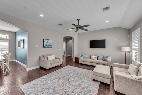 Interior, Living room, Recessed Lighting, Wood Texture Flooring