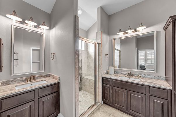 Bathroom, Dual Sink Vanities, Glass Shower, Interior