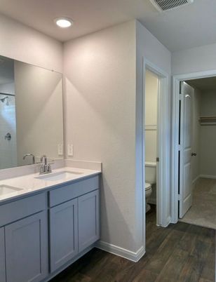 Bathroom, Interior, Recessed Lighting, Wood Texture Flooring
