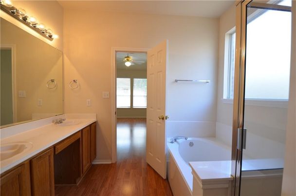 Bathroom, Dual Sink Vanities, Interior, Wood Texture Flooring