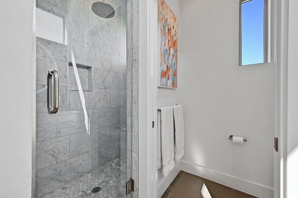 Bathroom, Glass Shower, Interior, Marble Walls