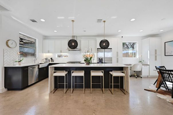 Interior, Kitchen, Pendant Lights, Recessed Lighting, Stainless Steel Appliances
