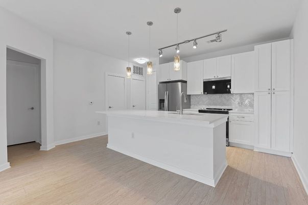 Interior, Kitchen, Pendant Lights, Stainless Steel Appliances, Wood Texture Flooring