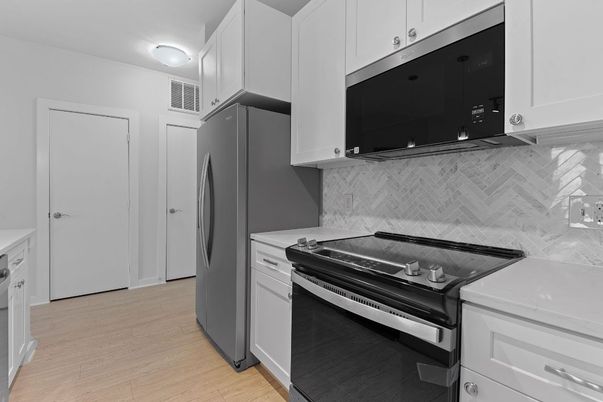 Interior, Kitchen, Marble Walls, Wood Texture Flooring