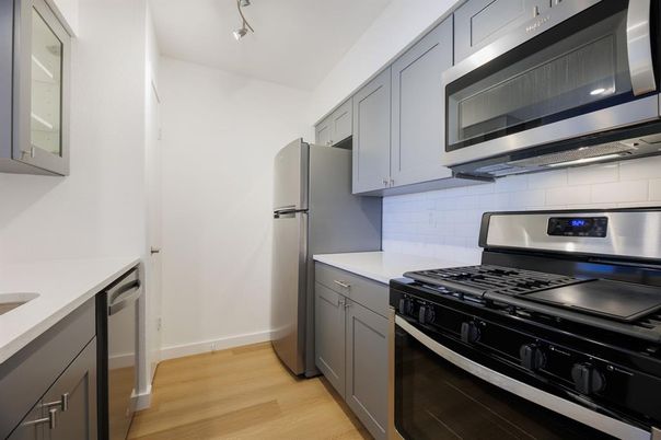 Interior, Kitchen, Stainless Steel Appliances, Wood Texture Flooring