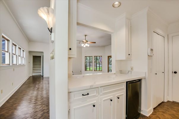 Interior, Kitchen, Recessed Lighting, Wood Texture Flooring