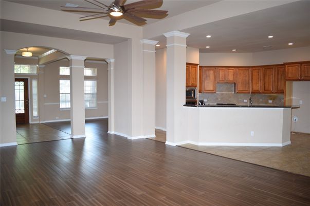 Interior, Kitchen, Recessed Lighting, Wood Texture Flooring