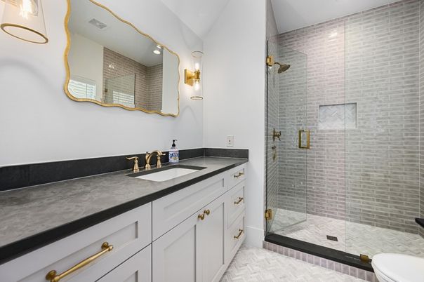 Bathroom, Glass Shower, Interior, Recessed Lighting