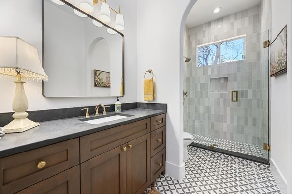 Bathroom, Glass Shower, Interior, Recessed Lighting