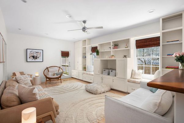 Interior, Living room, Recessed Lighting, Wood Texture Flooring