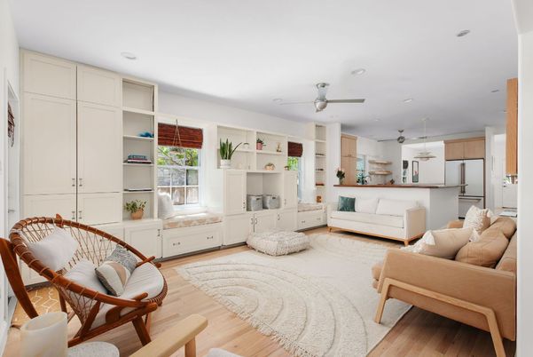 Interior, Kitchen, Living room, Recessed Lighting, Wood Texture Flooring