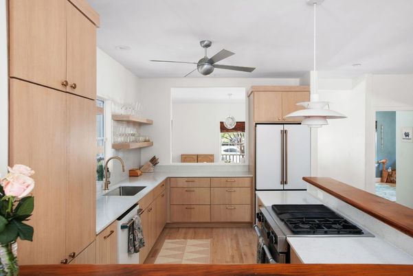 Interior, Kitchen, Recessed Lighting, Wood Texture Flooring