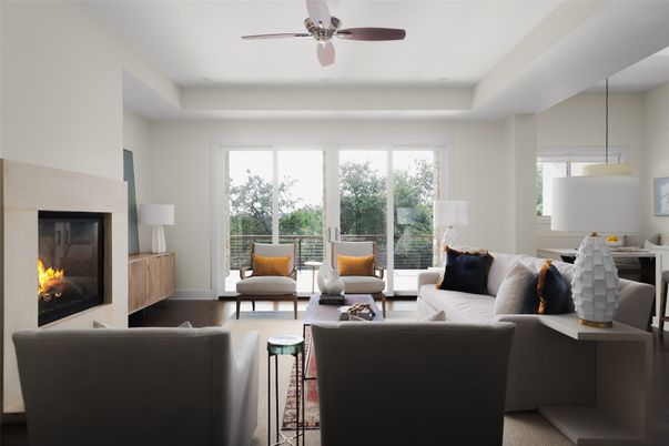Fireplace, Interior, Living room, Pendant Lights